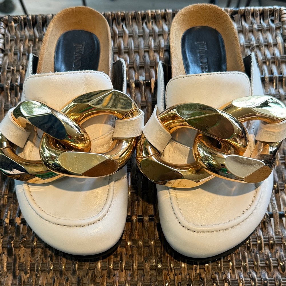 JW ANDERSON White‎ Mules with Gold Chain Women’s Size 5